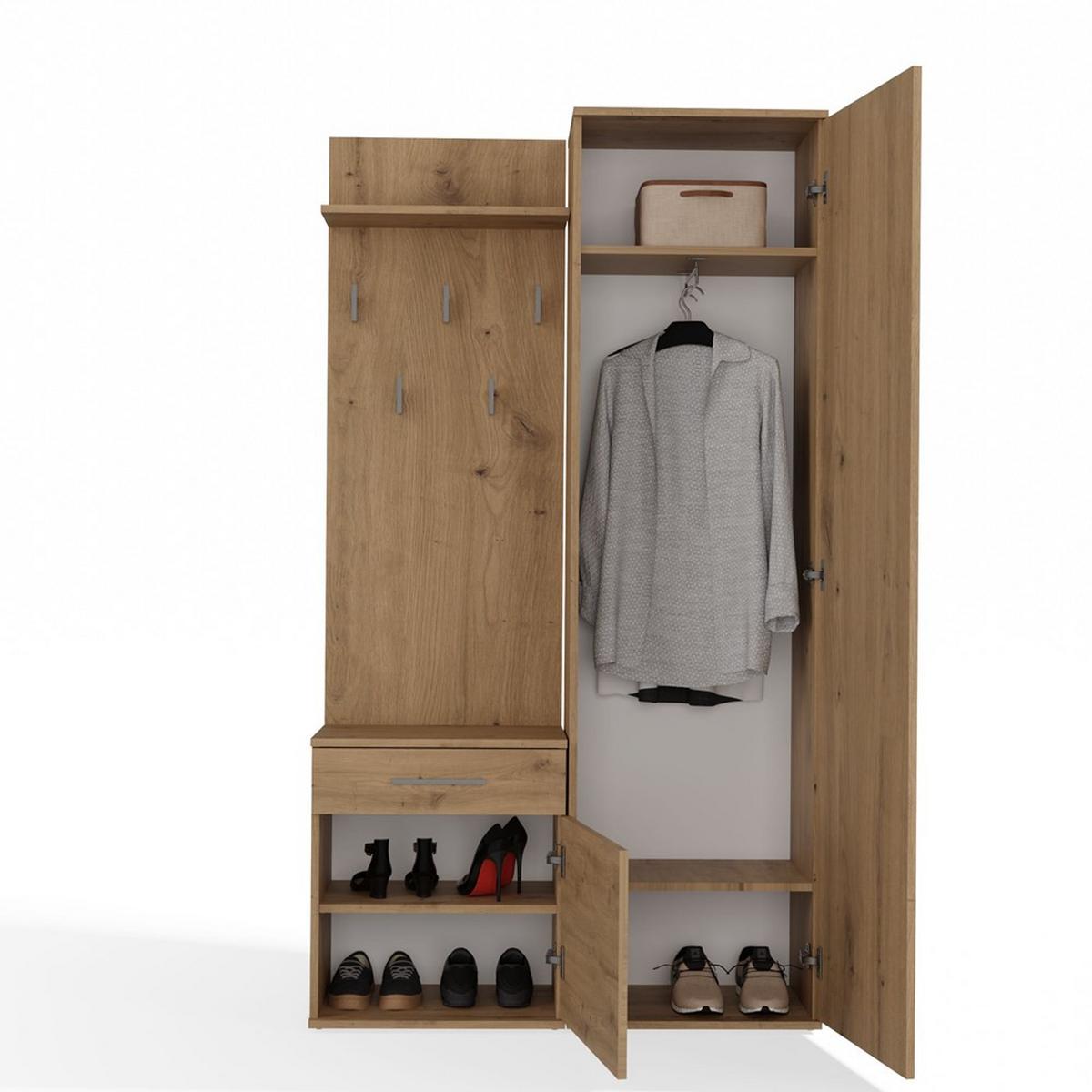 GARDEROBE modern mit Spiegel Schrank Duo Artisan 100/180/35 - Eiche Artisan, Holzwerkstoff (100/180/35cm) - RAUMHIRSCH FURNITURE