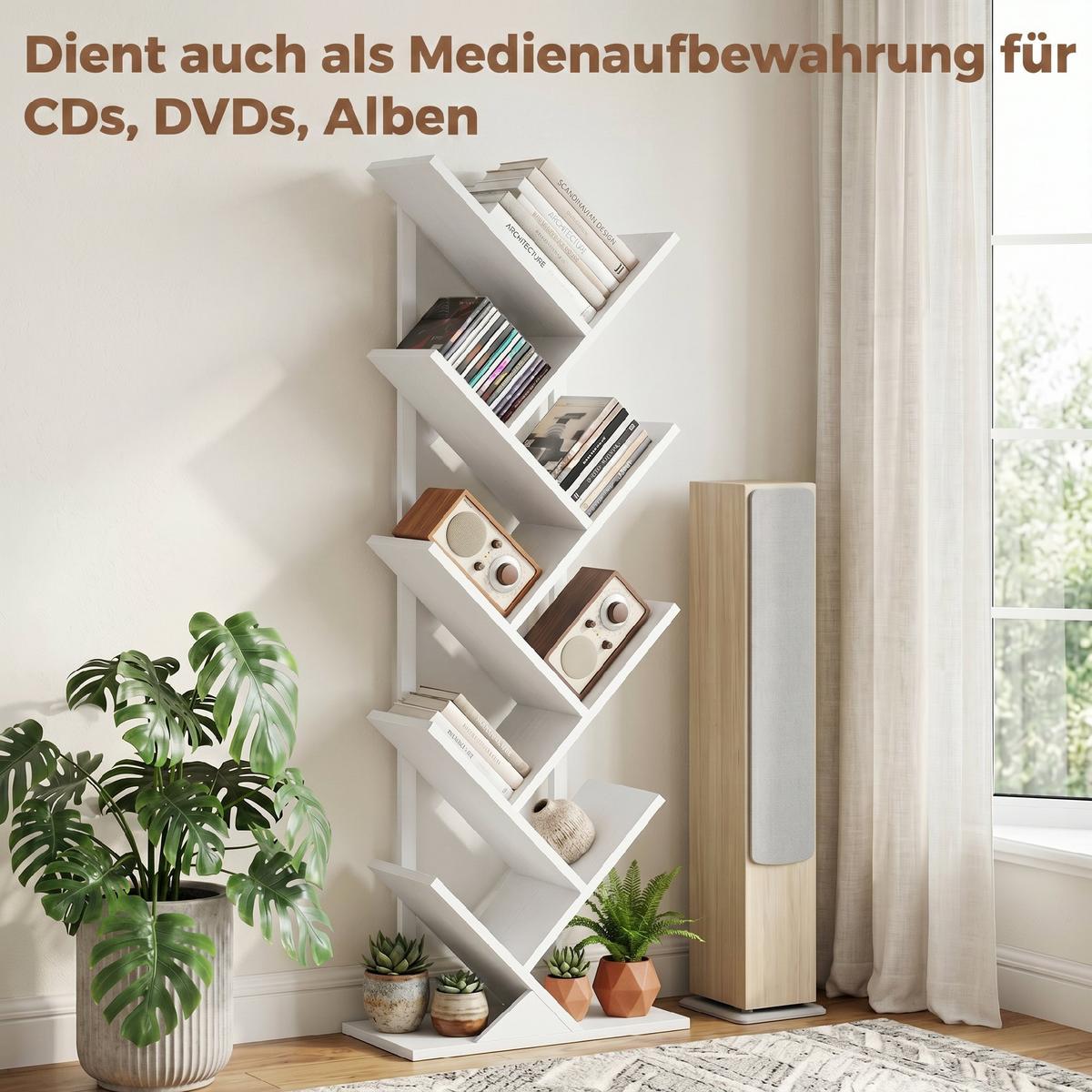 BÜCHERREGAL Spanplatte Stahl Weiß - Weiß, Holzwerkstoff (24/136/50cm) - HOMCOM