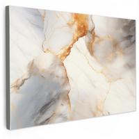 LEINWANDBILD Marmor - Grau - Gold Gemälde 60x40 cm - Weiß, Textil (60/40cm) - MuchoWow