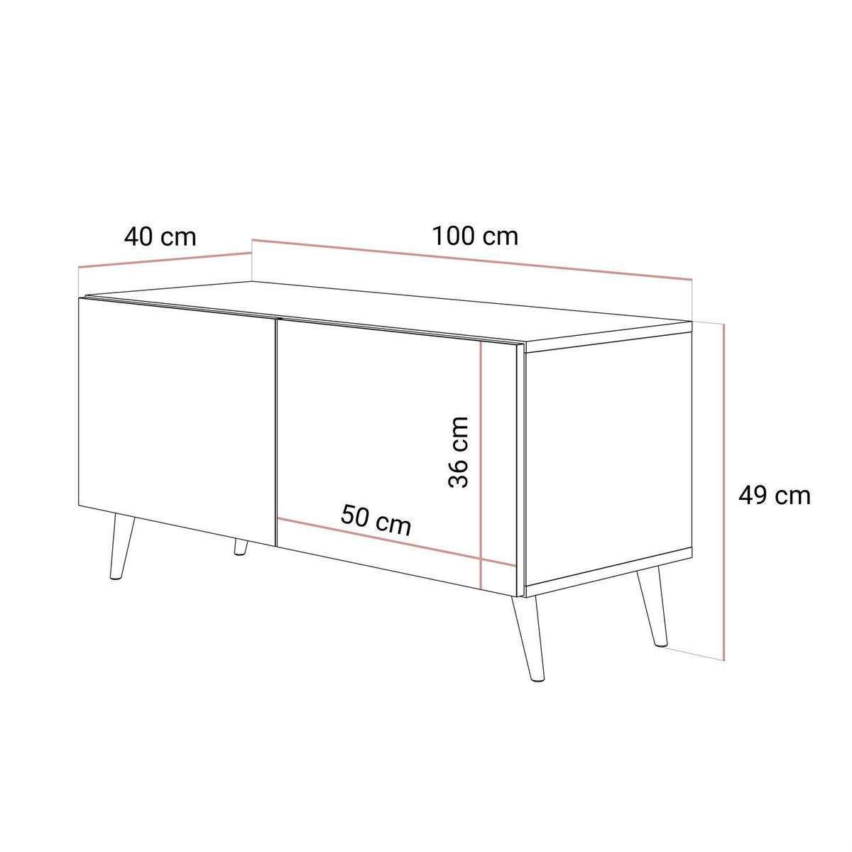 TV-SCHRANK COLGANTE 100 Kaschmir Hochglanz, mit LED, Schräge goldene Füßen - Kaschmir/Goldfarben, Holzwerkstoff (100/49/40cm) - Lookway