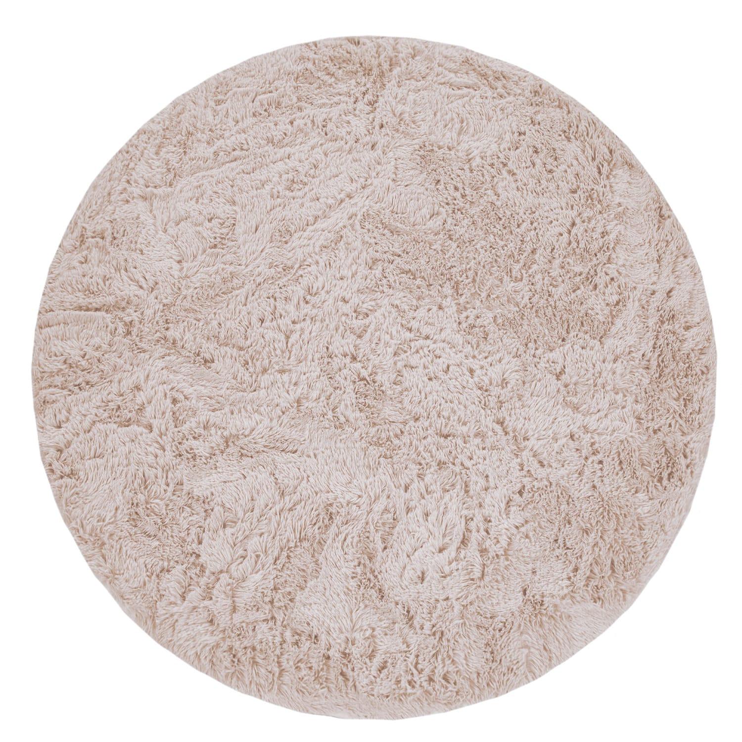 HOCHFLORTEPPICH, einfarbig, aus Polyester, Creme, Ø 80 cm - Beige, Textil (80/80cm) - KADIMA DESIGN