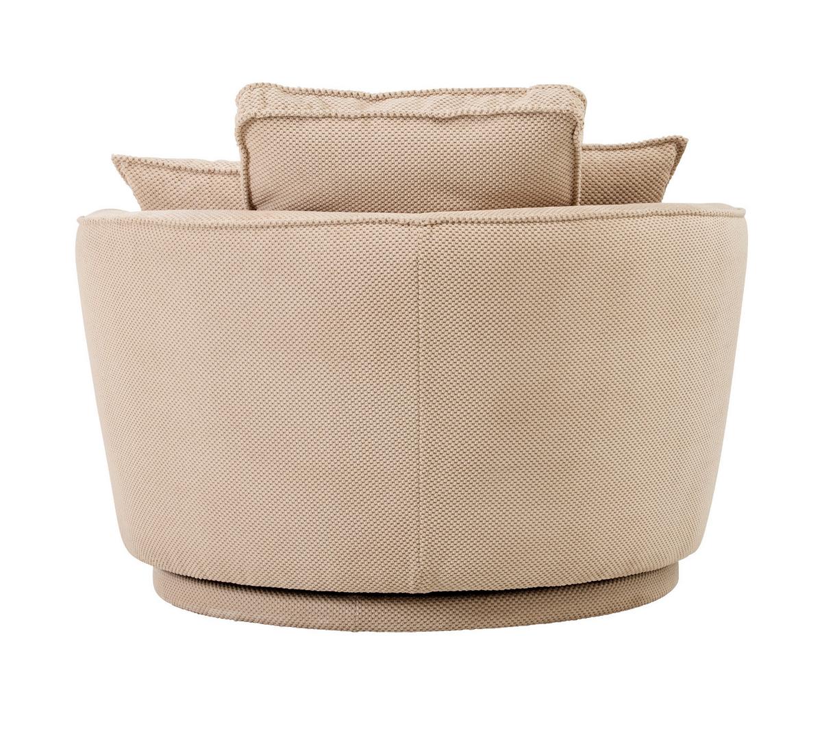 DREHSESSEL wollweiß Web-Velours, XL Sessel 360° drehbar inklusive 3 x Kissen - Creme/Weiß, Kunststoff/Textil (120/86/120cm)