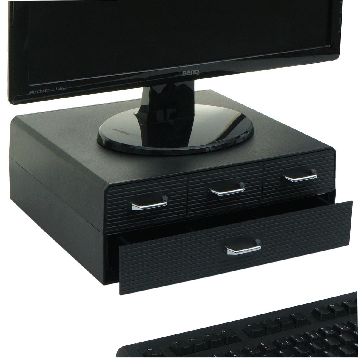 MONITORERHÖHUNG Schwarz - Schwarz, Kunststoff (31/34/13cm) - MCW