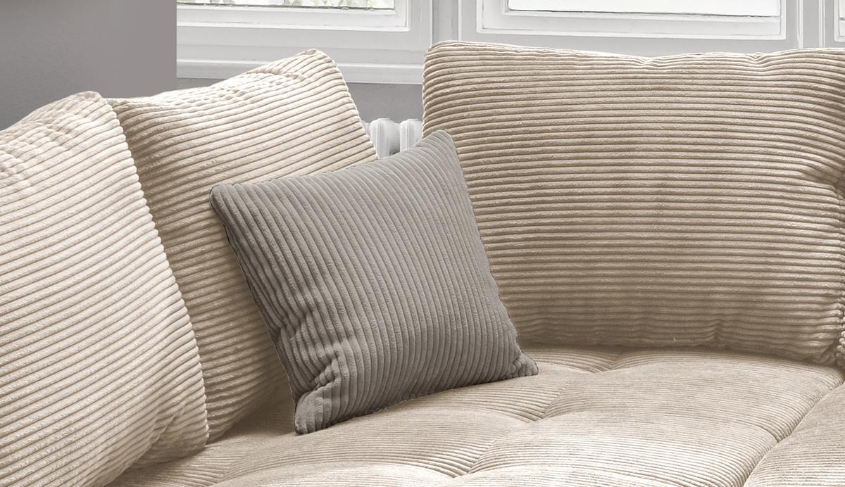 ECKSOFA mit Schlaffunktion, Wellenunterfederung, Ottomane links B298/T202/H84 cm, Liegefl. 154x227 cm, Cord Beige / 17204 - Beige/Silberfarben, Holzwerkstoff/Textil (298/202cm) - luma-home