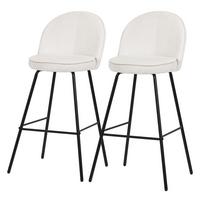 BARHOCKER 2er Set Beige mit Stoffbezug - Beige/Schwarz, Textil/Metall (52/102/50cm) - ML-DESIGN