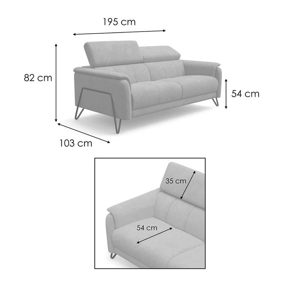 SOFA RODEN 3-Sitzer, hellgrau, Veloursstoff - Hellgrau, Holz/Textil (194/82/103cm) - Wozimo