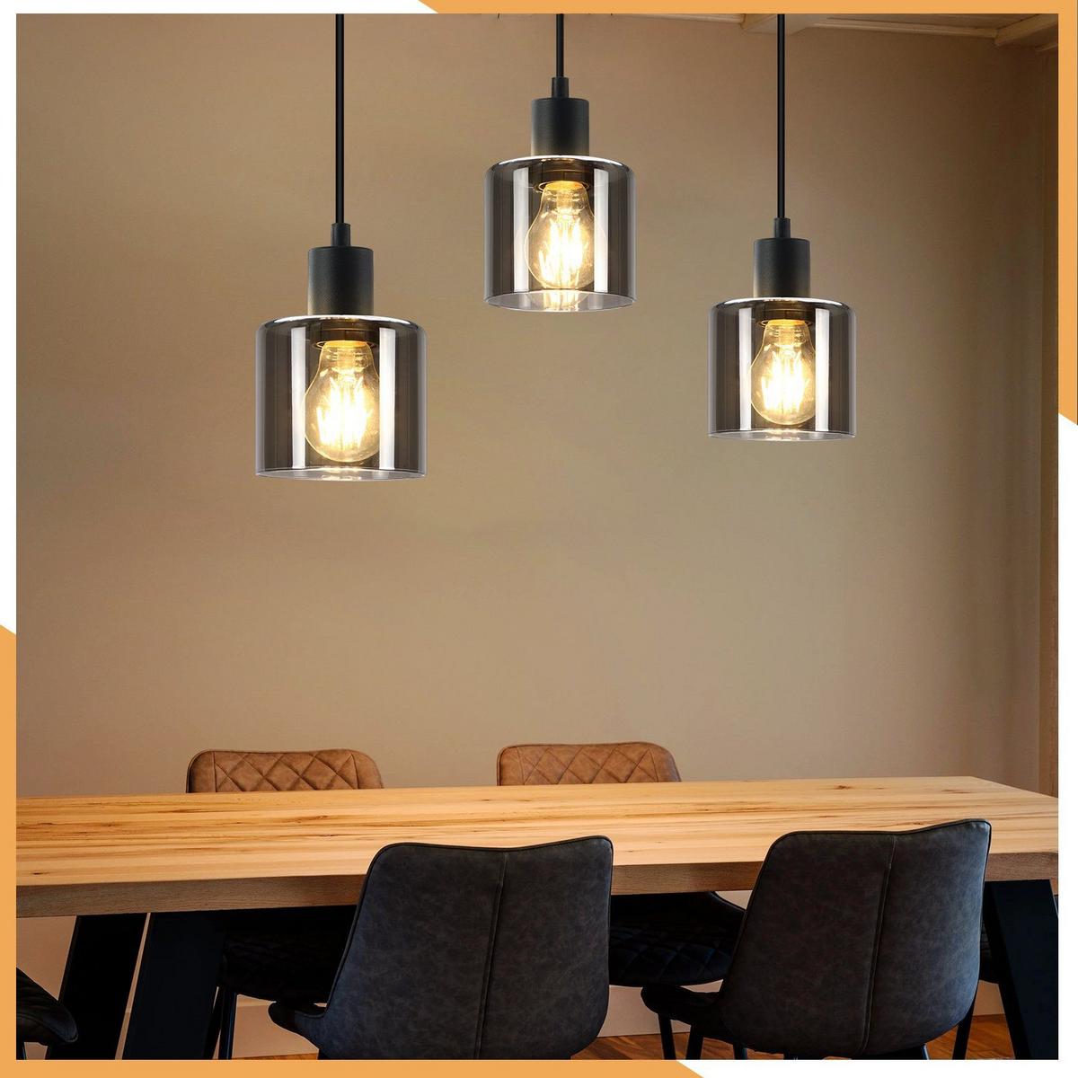 PENDELLEUCHTE Klassik 3-flammig 68/11/195 cm - Grau, Glas (68/11/195cm) - Nettlife