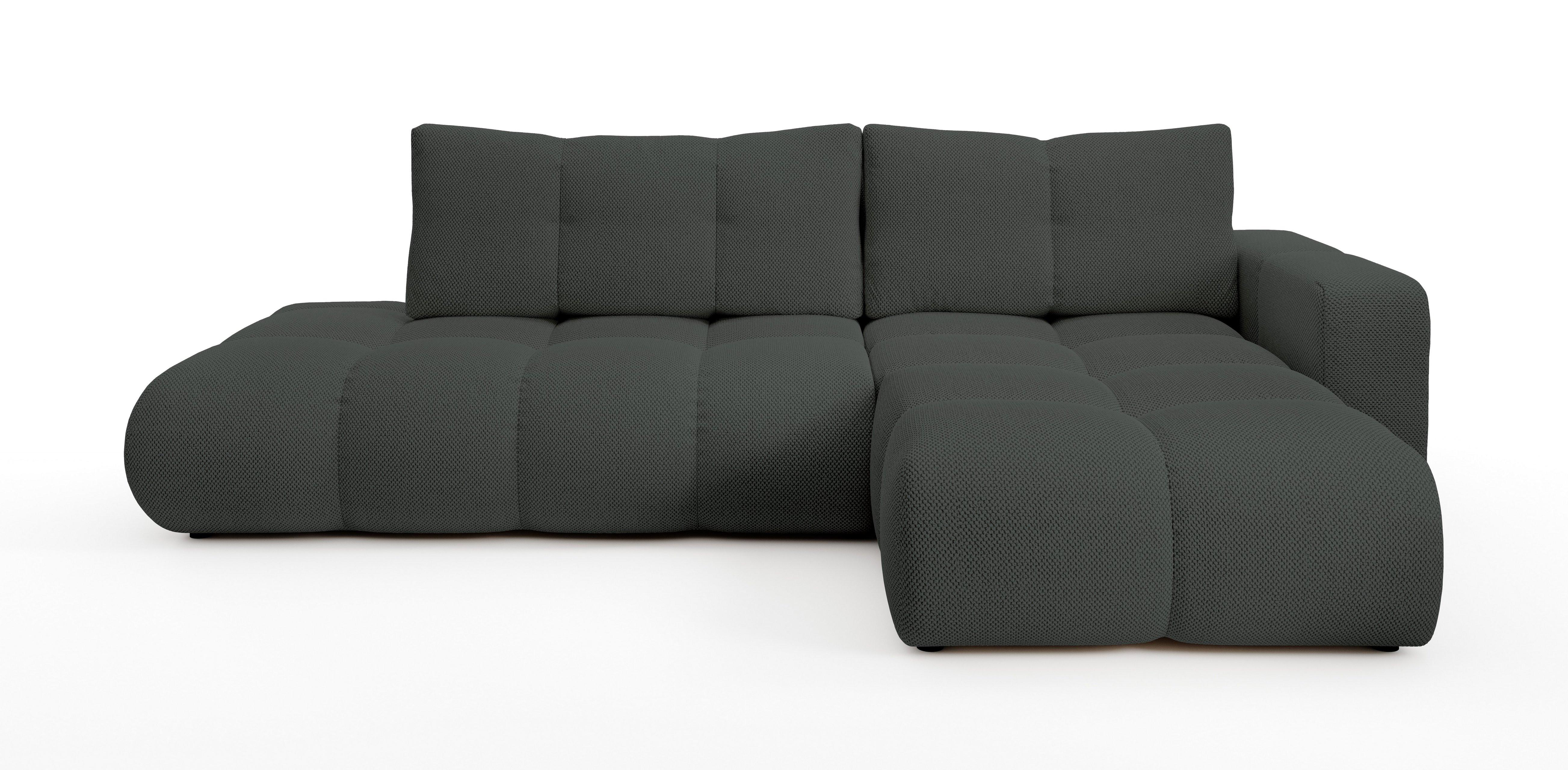 ECKSOFA DUCA R-S Grau Jersey mit Schlaffunktion - Anthrazit, Holz (266.5/266.5cm) - MASSENO