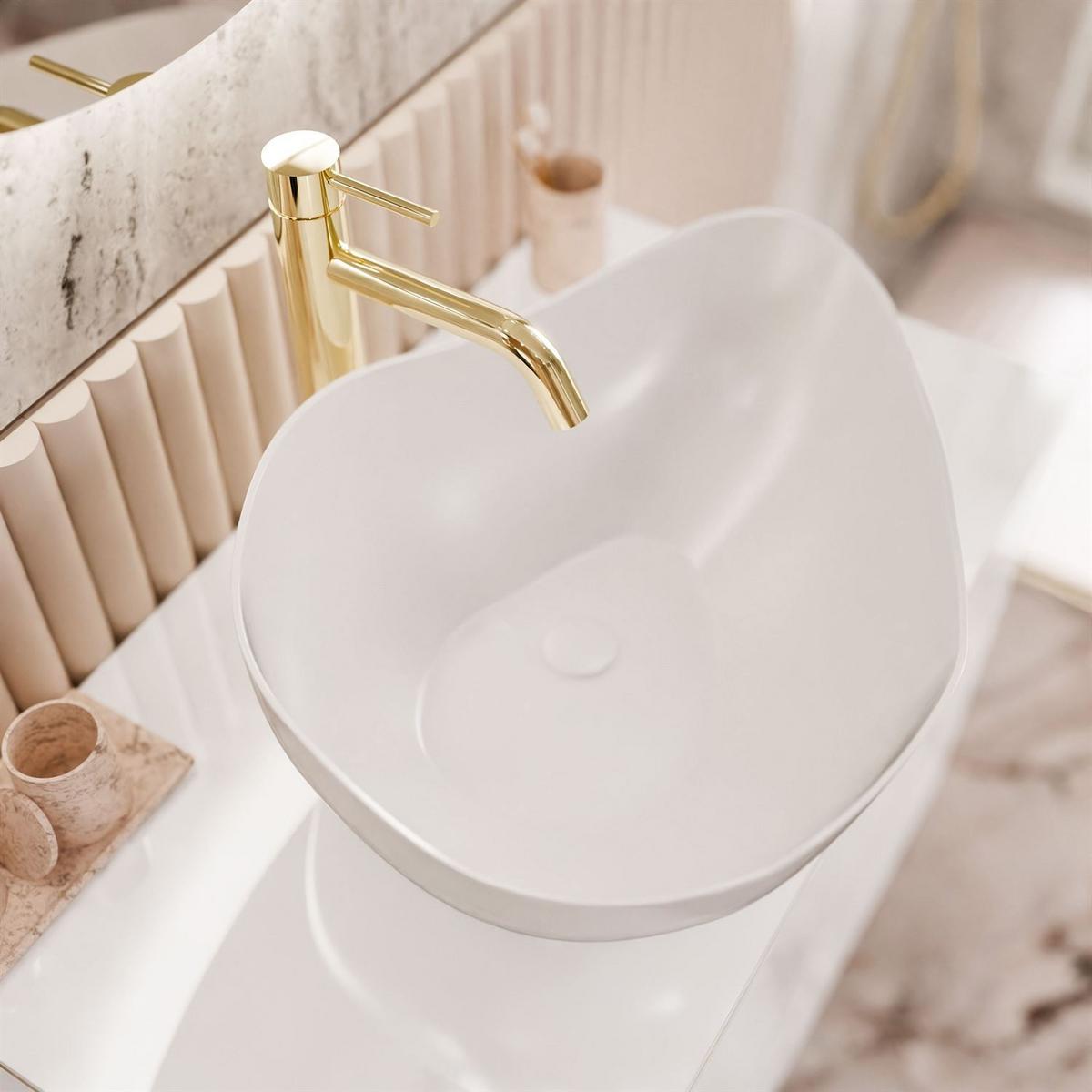 BADEZIMMERSCHRANK AURORA GOLD - Weiß, Holzwerkstoff (80/55/45cm) - Lookway