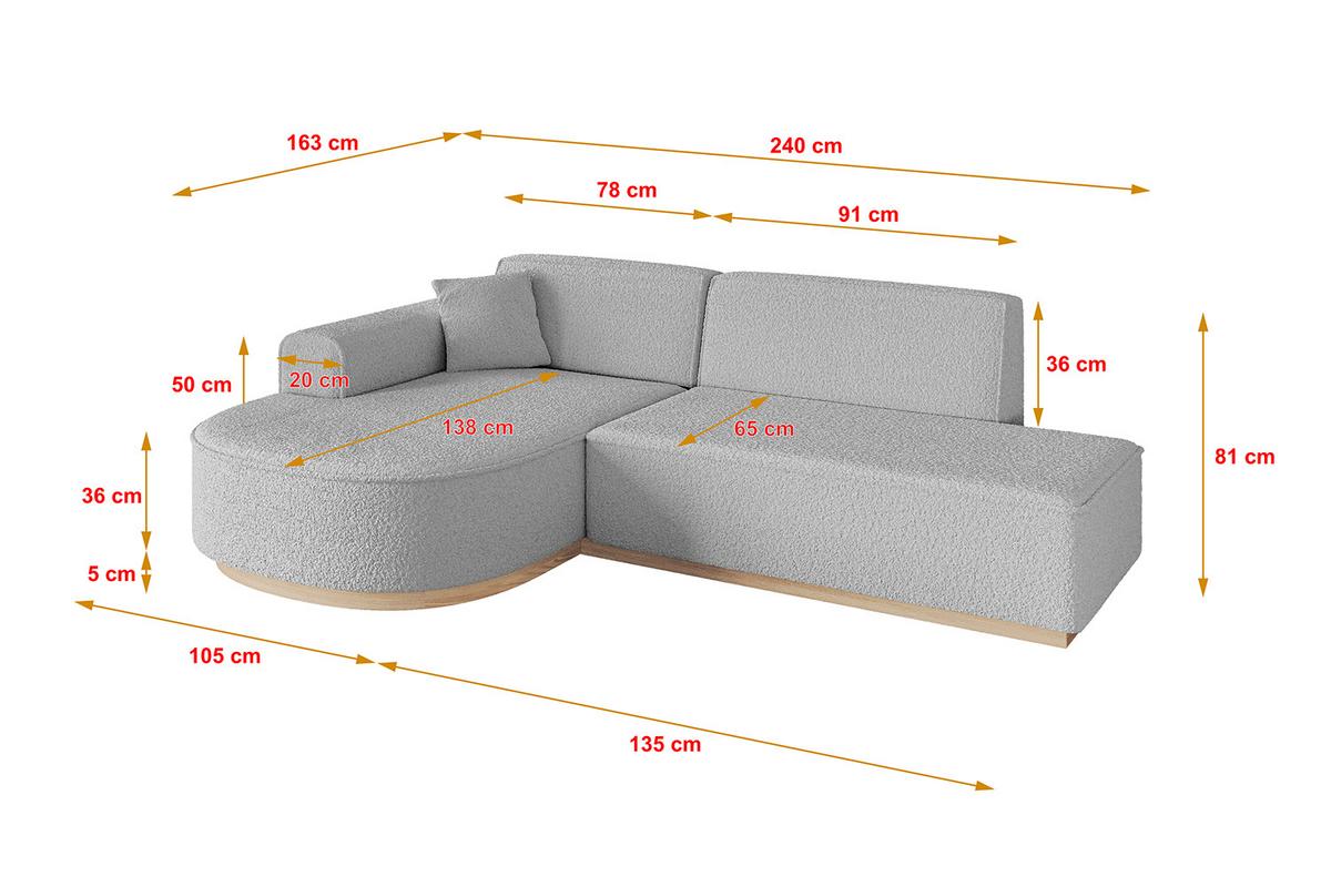 ECKSOFA Ottomane Links ARRIO-L1 - 243x171x83 cm Hellgrau - Hellgrau, Holzwerkstoff/Textil (243/171cm) - ALTDECOR