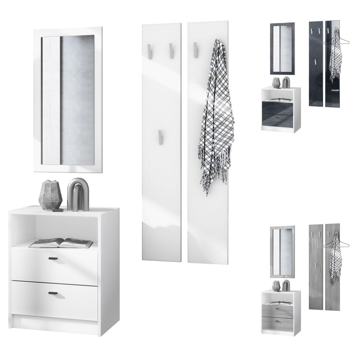 GARDEROBE Pino Schwarz Hochglanz - Schwarz Hochglanz, Holzwerkstoff (130/185/36cm) - Vladon