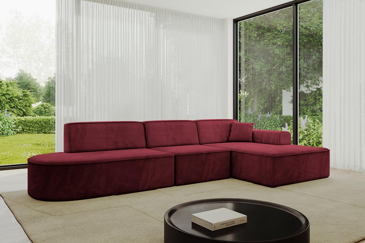 ECKSOFA Ottomane Rechts IREA-L2-v3 - 327x165x77 cm Bordeauxrot - Bordeaux, Holzwerkstoff/Textil (327/165cm) - ALTDECOR