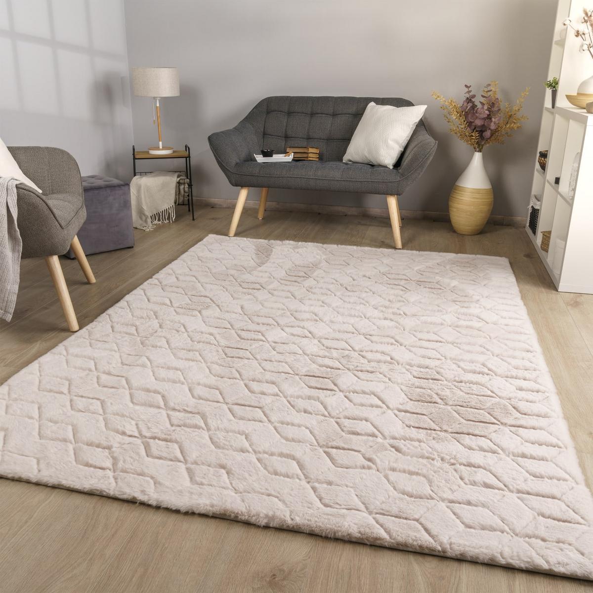 HOCHFLORTEPPICH Skandinavisch Beige 60 x 100 cm - Beige, Kunststoff (60/100cm) - TT Home