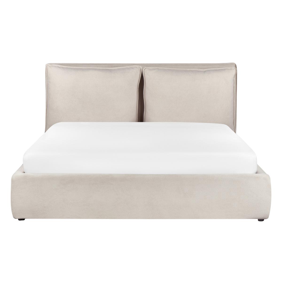 BETT mit Stauraum 160x200 cm Beige Bajonna - Beige, Textil (160/200cm) - Beliani