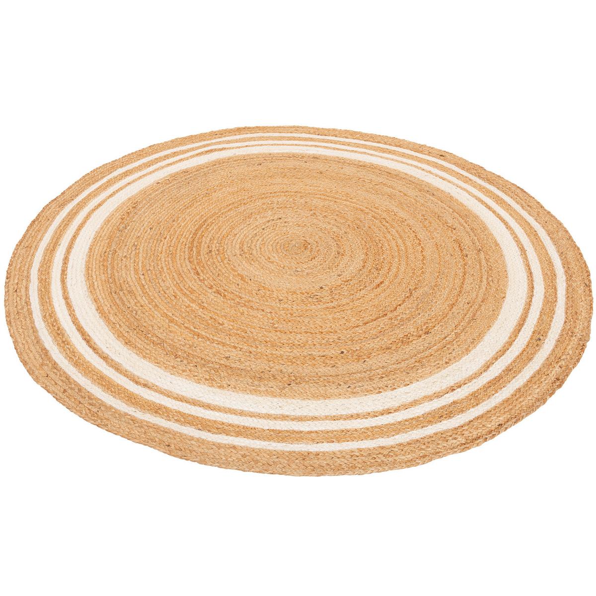 NATURFASER TEPPICH JUTE SALSA STREIFEN RUND - Creme, Textil (200/200cm) - Pergamon