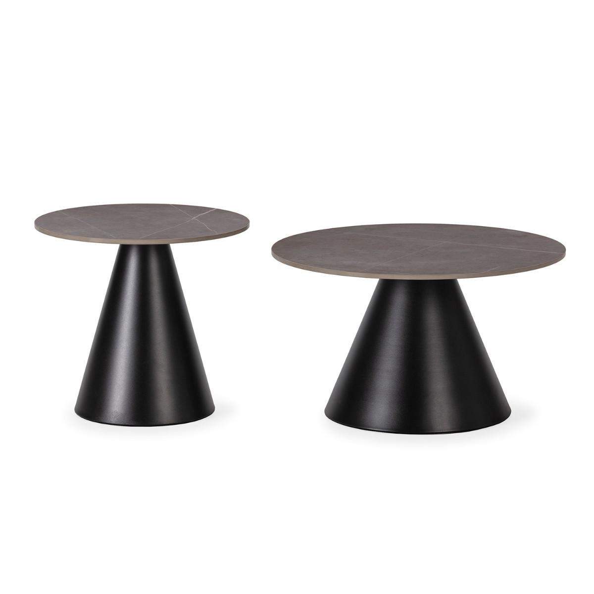 COUCHTISCH (2er-Set) in grau - louna 70/70/40 cm - Schwarz, Stein (70/70/40cm) - Calicosy