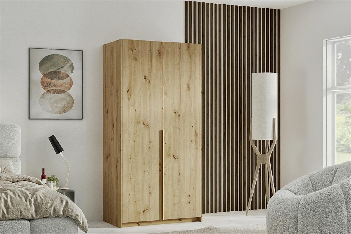 DREHTÜRENSCHRANK AMARA 100/204/58cm 2-türig Eiche Artisan - Eiche Artisan, Holzwerkstoff (100/204/58cm) - MASSENO