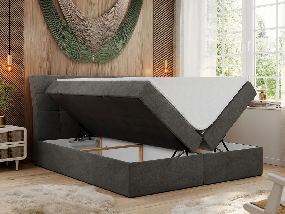 BOXBETT DIEGOS 180/200 Dunkelgrau Velvet - H4 - Dunkelgrau, Holz/Textil (180/200cm) - MKS