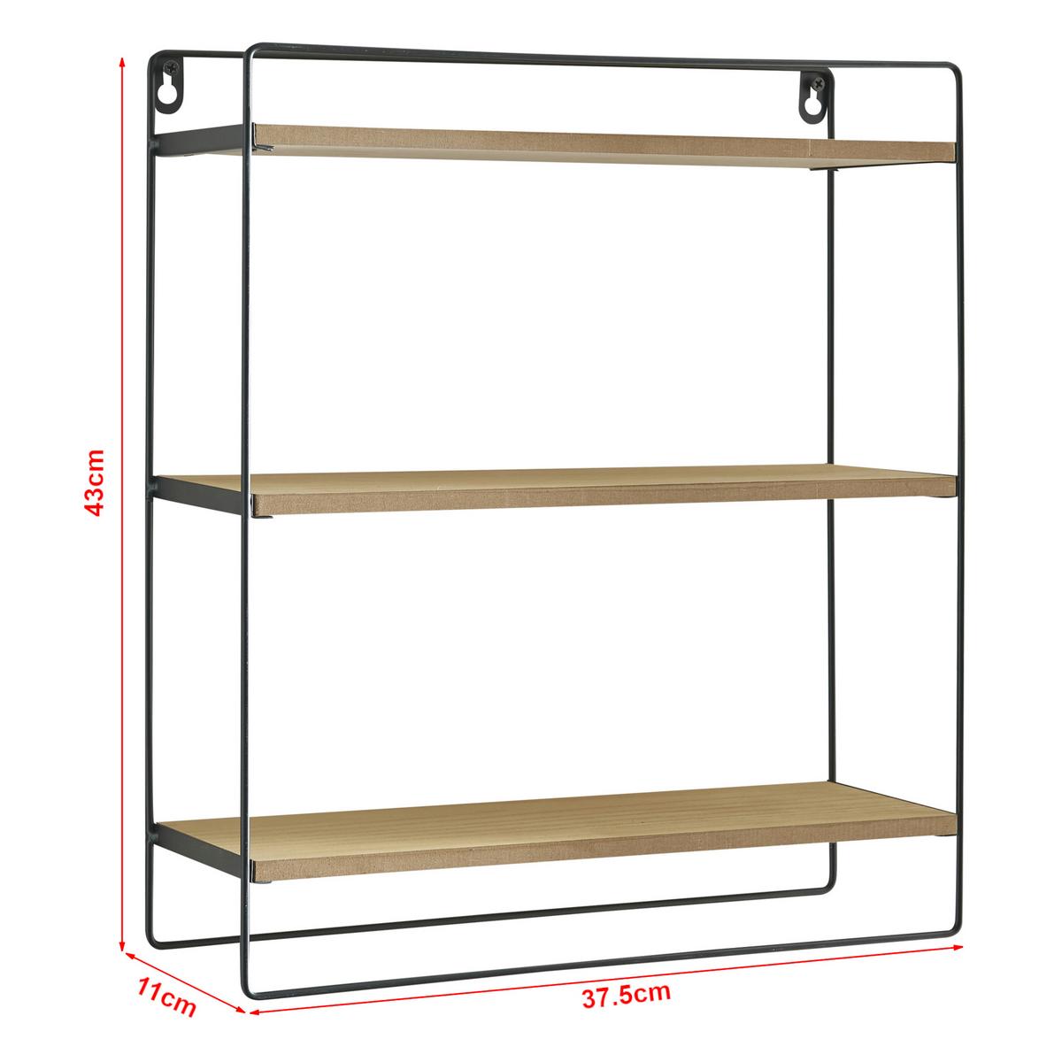 WANDREGAL Skovbo - Schwarz/Braun, Holzwerkstoff/Metall (37.5/43/11cm) - [en.casa]