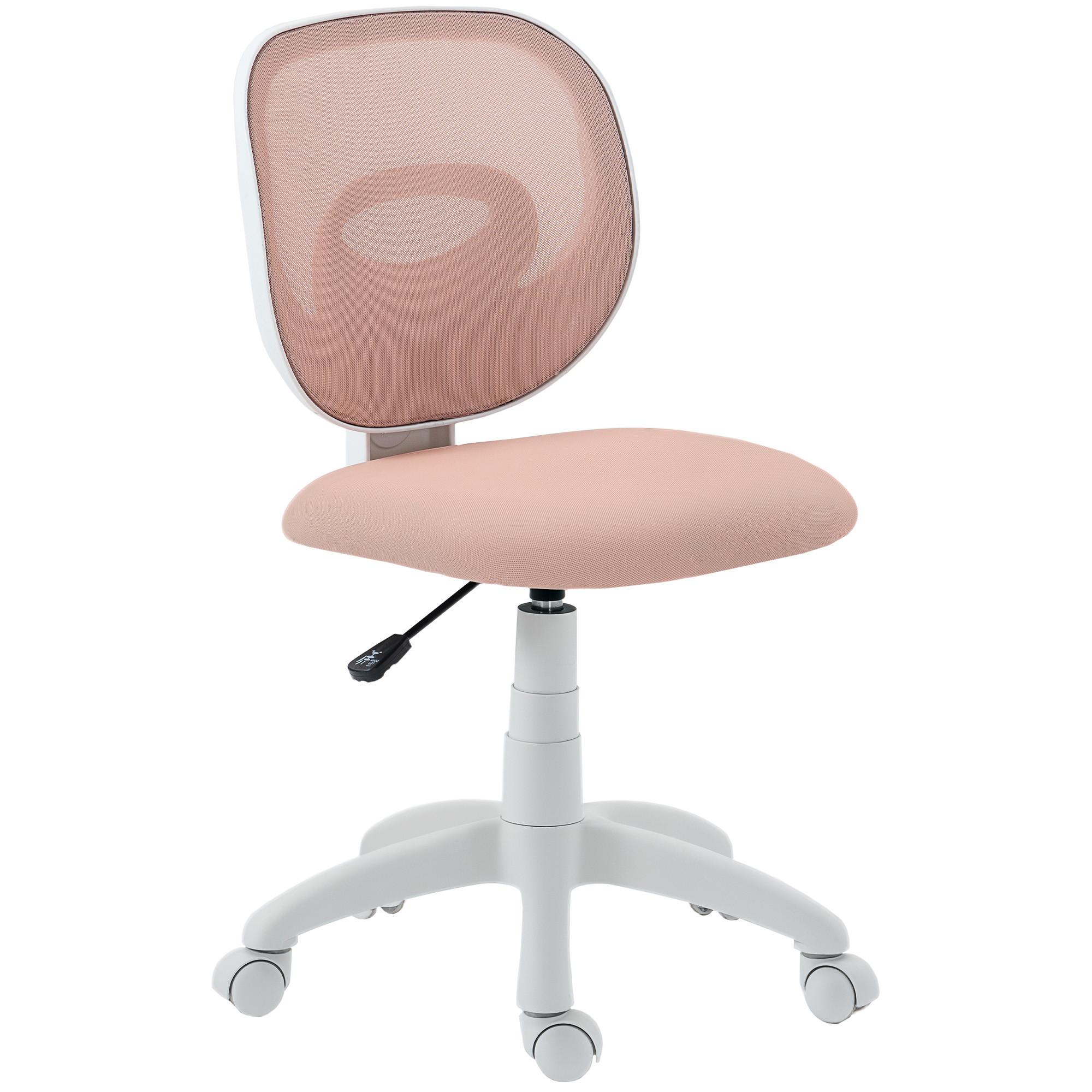 BÜROSTUHL Ergonomischer Schreibtischstuhl mit C-förmiger Rückenstütze, Rosa - Rosa/Weiß, Textil (53/89/59.5cm) - HOMCOM
