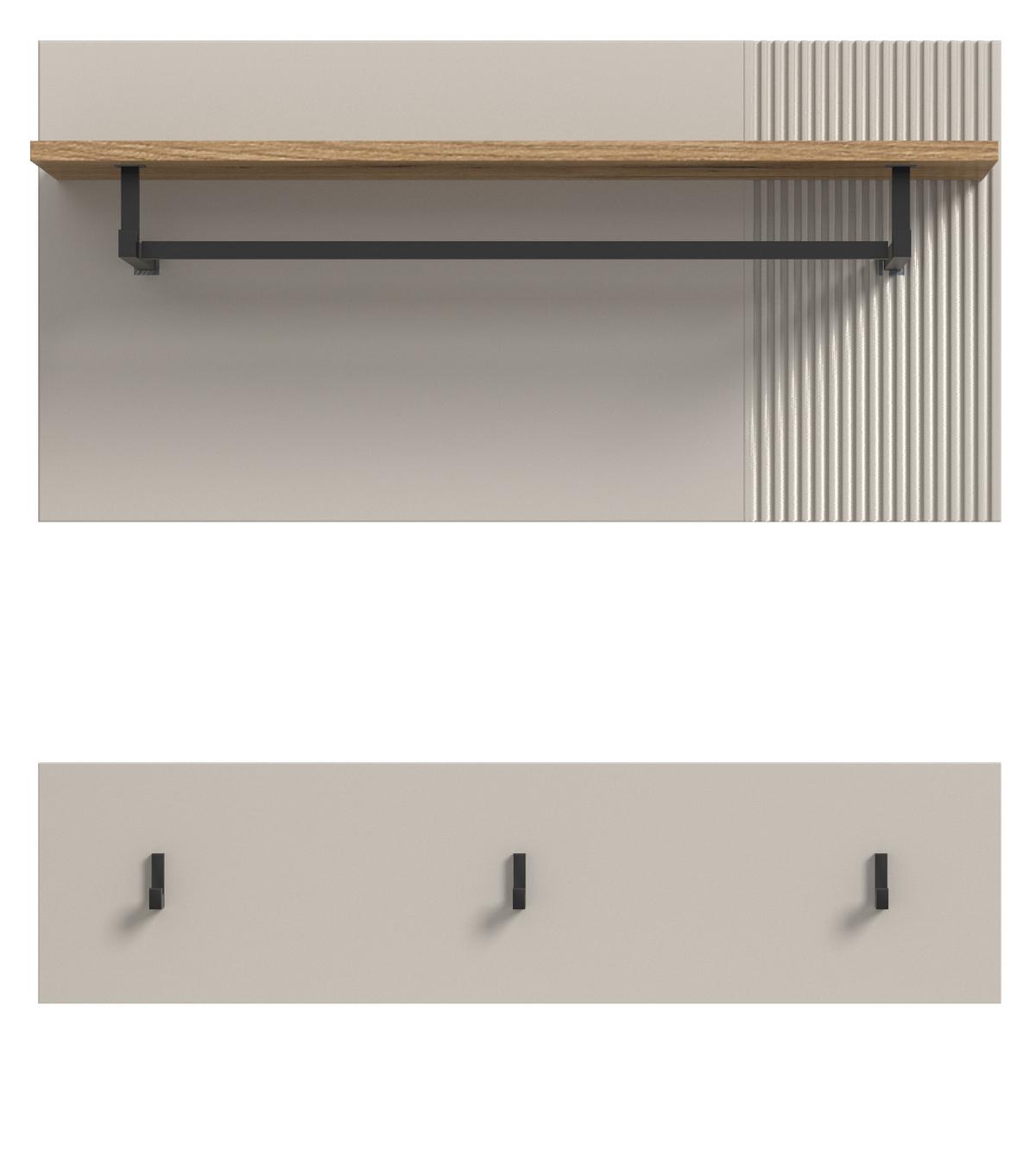 GARDEROBENPANEEL Kaschmir Sand und Eiche Evoke, Wandgarderobe Set 2-teilig 80 cm - Kaschmir/Eichefarben, Holzwerkstoff/Metall (80/80/28cm) - Inn.Furn