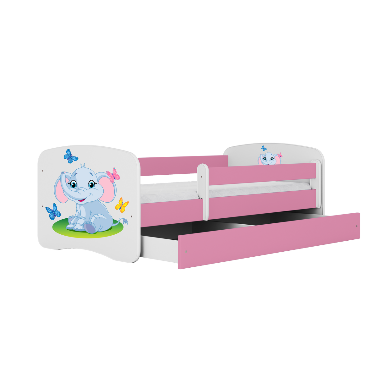 KINDERBETT Elefant mit Schublade und Matratze 180/80 - Rosa, Holzwerkstoff (80/180cm) - RAUMHIRSCH FURNITURE