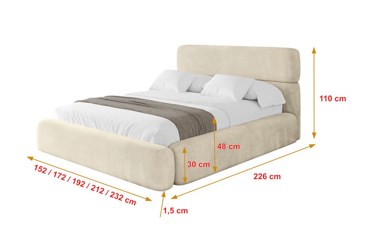 POLSTERBETT mit Bettkasten und Lattenrost, Boxbett ohne Matratze - ENORA 180x200 Beige - Ecru, Holzwerkstoff/Textil (180/200cm) - ALTDECOR