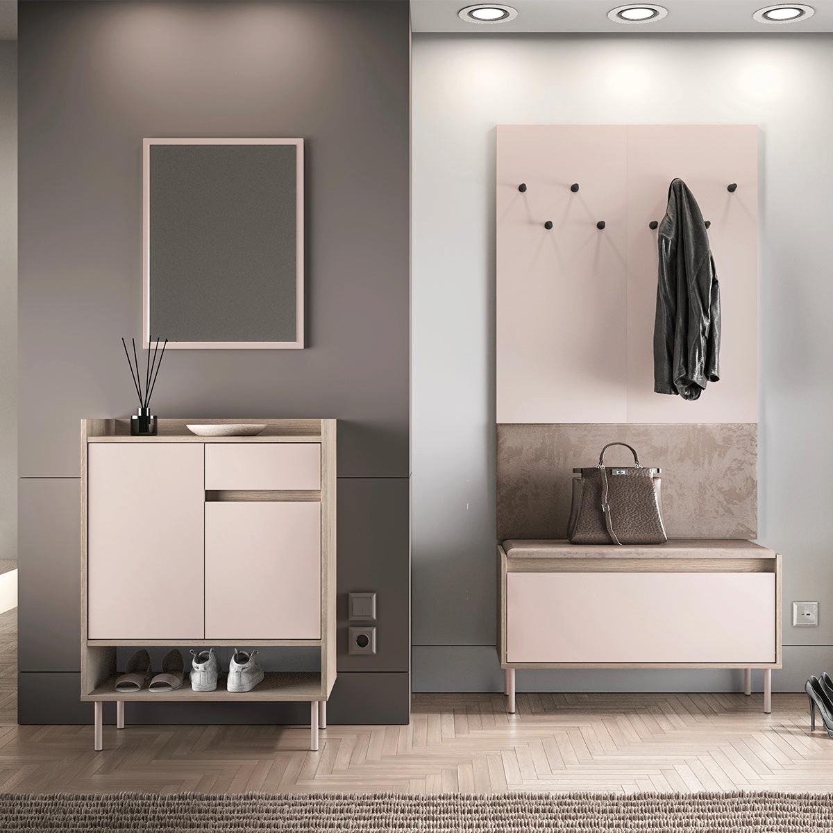 EINGANGSMÖBEL Alos Kaschmir und Holz - Beige, Holzwerkstoff (90/143/7cm) - Petits-meubles