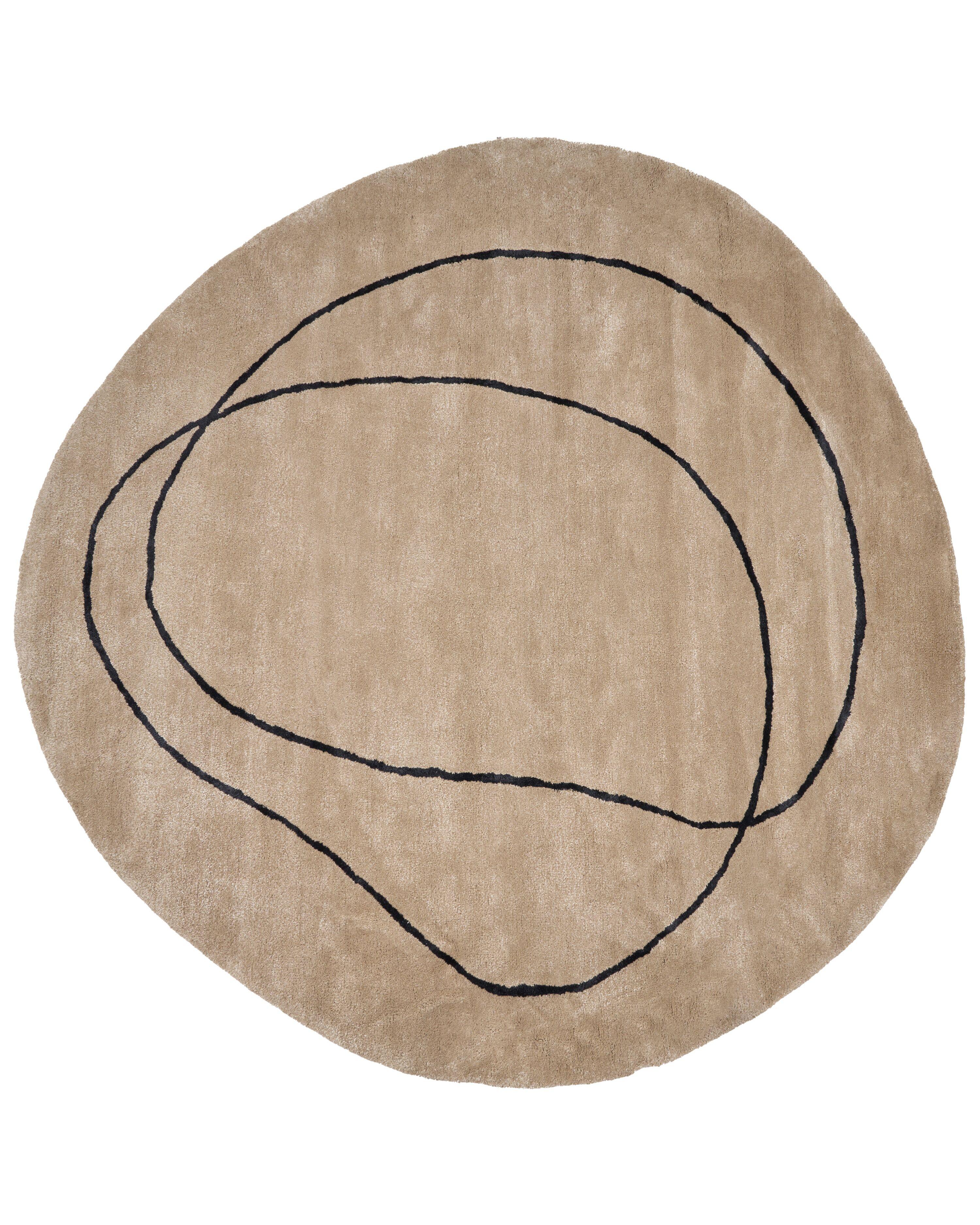 KURZFLOR-TEPPICH Beige 160/230 cm Digri - Beige/Schwarz, Textil (200/200cm) - Beliani