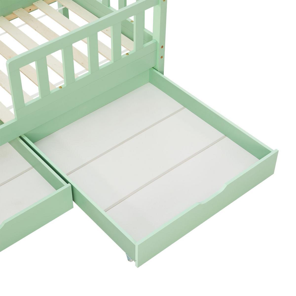 KINDERBETT Marli mint 90x200 cm mit Bettkasten - Mintgrün, Holz (90/200cm) - Juskys