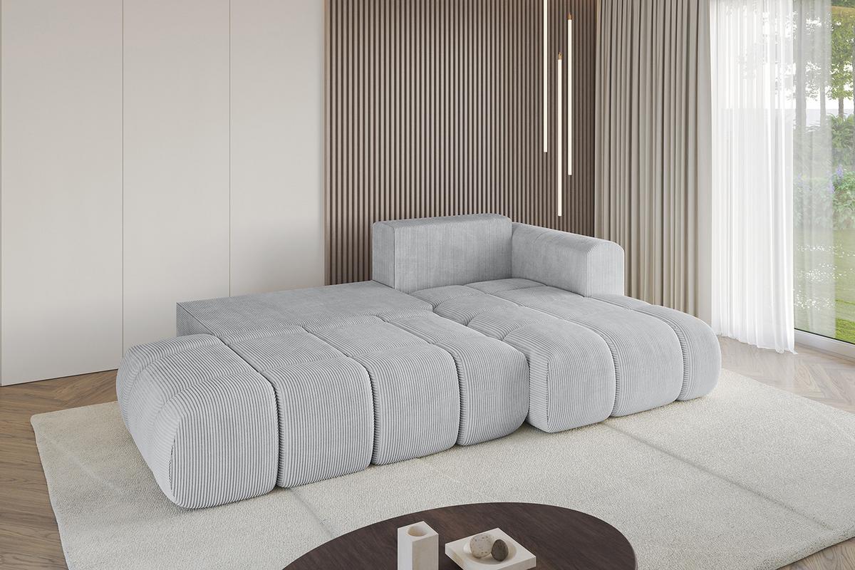 ECKSOFA Ottomane Rechts CLOUD-L-v1 280x185x90 Grau Cord - Grau, Holzwerkstoff/Kunststoff (185/280cm) - ALTDECOR
