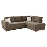 ECKSOFA-DAUERSCHLÄFER Boxspring Federkern Topper Bettkasten, seitenverkehrt montierbar B257/T206/H85 cm, Braun Taupe / 15210 - Braun, Holzwerkstoff (257/206cm) - luma-home