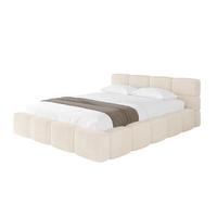 POLSTERBETT mit Bettkasten und Lattenrost, Bett mit Kopfteil, Boxbett ohne Matratze, Doppelbett mit Stauraum - NATA-v1 200x200 Beige - Schieferfarben, Holzwerkstoff/Textil (200/200cm) - ALTDECOR