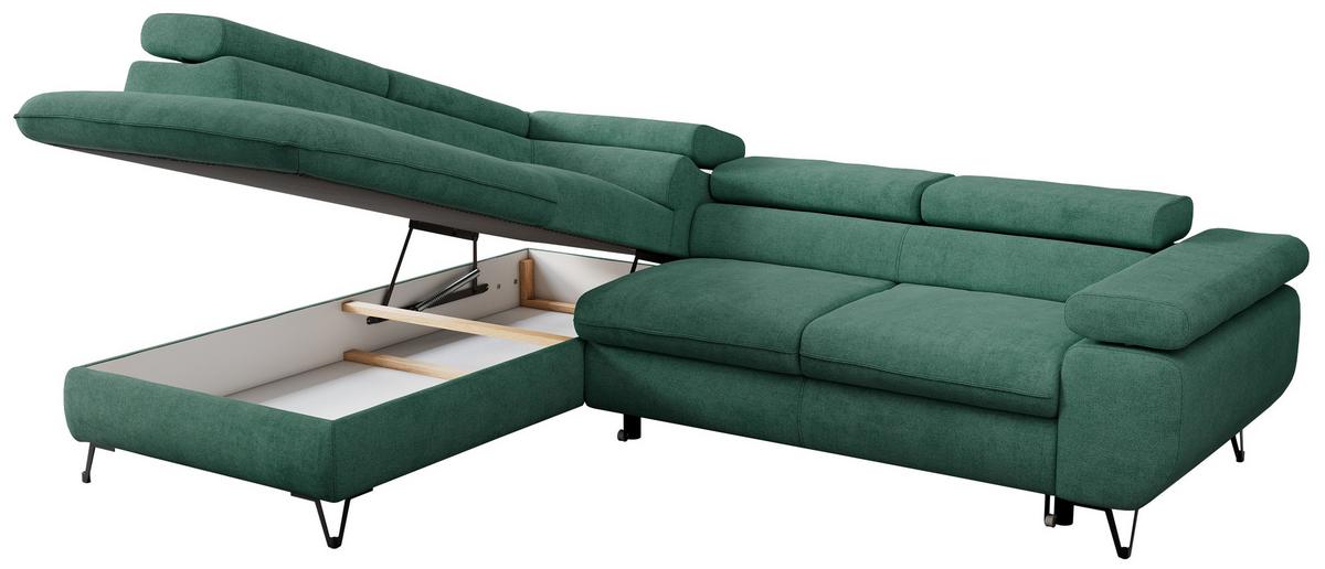 ECKSOFA PEDRO L Grün Struktur - Links Seite - Schwarz/Grün, Textil/Metall (208/273cm) - MKS