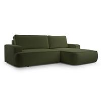 ECKSOFA SOLO Grün Boucle-Stoff mit Schlaffunktion - Grün, Holz (260/168cm) - MASSENO