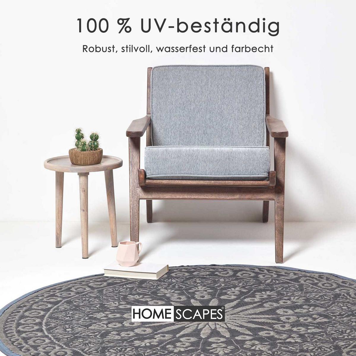 OUTDOORTEPPICH Mandala-Muster rund 170 cm - Schwarz, Kunststoff (170/170cm) - Homescapes