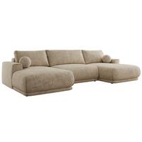 WOHNLANDSCHAFT RINA U Beige Schenille grob gewebt - Beige/Schwarz, Kunststoff/Textil (360/85/170cm) - MKS