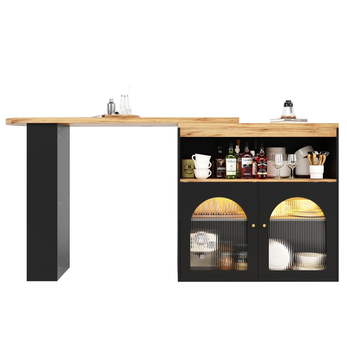 BARSCHRANK Schwarz 138/39/105cm - Braun, Holzwerkstoff/Metall (138/39/105cm) - Urban Meuble