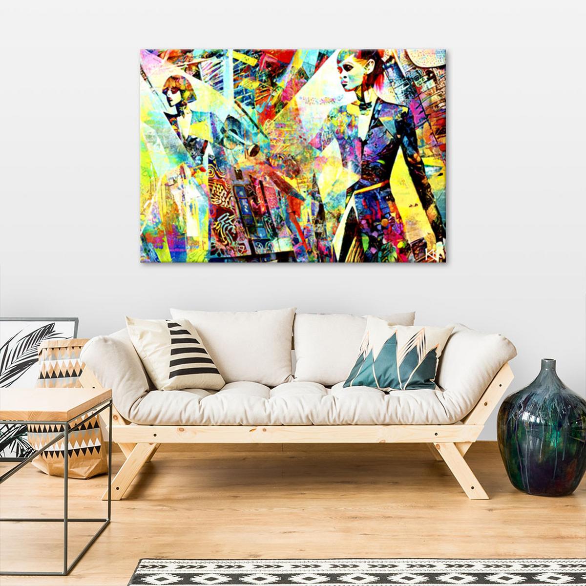 LEINWANDBILD Modische Glamour-Frau 90x60cm - Multicolor, Textil (90/60cm) - Feeby
