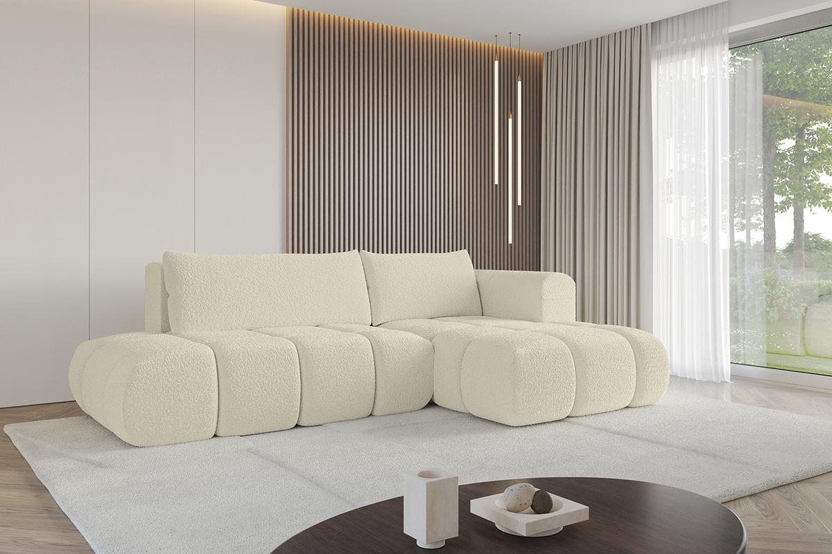 ECKSOFA Ottomane Rechts CLOUD-L 280x185x90 Beige Bouclé - Beige, Holzwerkstoff/Kunststoff (185/280cm) - ALTDECOR