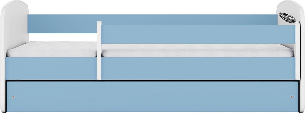 KINDERBETT Emily mit Schublade und Matratze, Blau 70x140 cm - Schwarz, Holzwerkstoff (140/70cm) - WFL GROUP