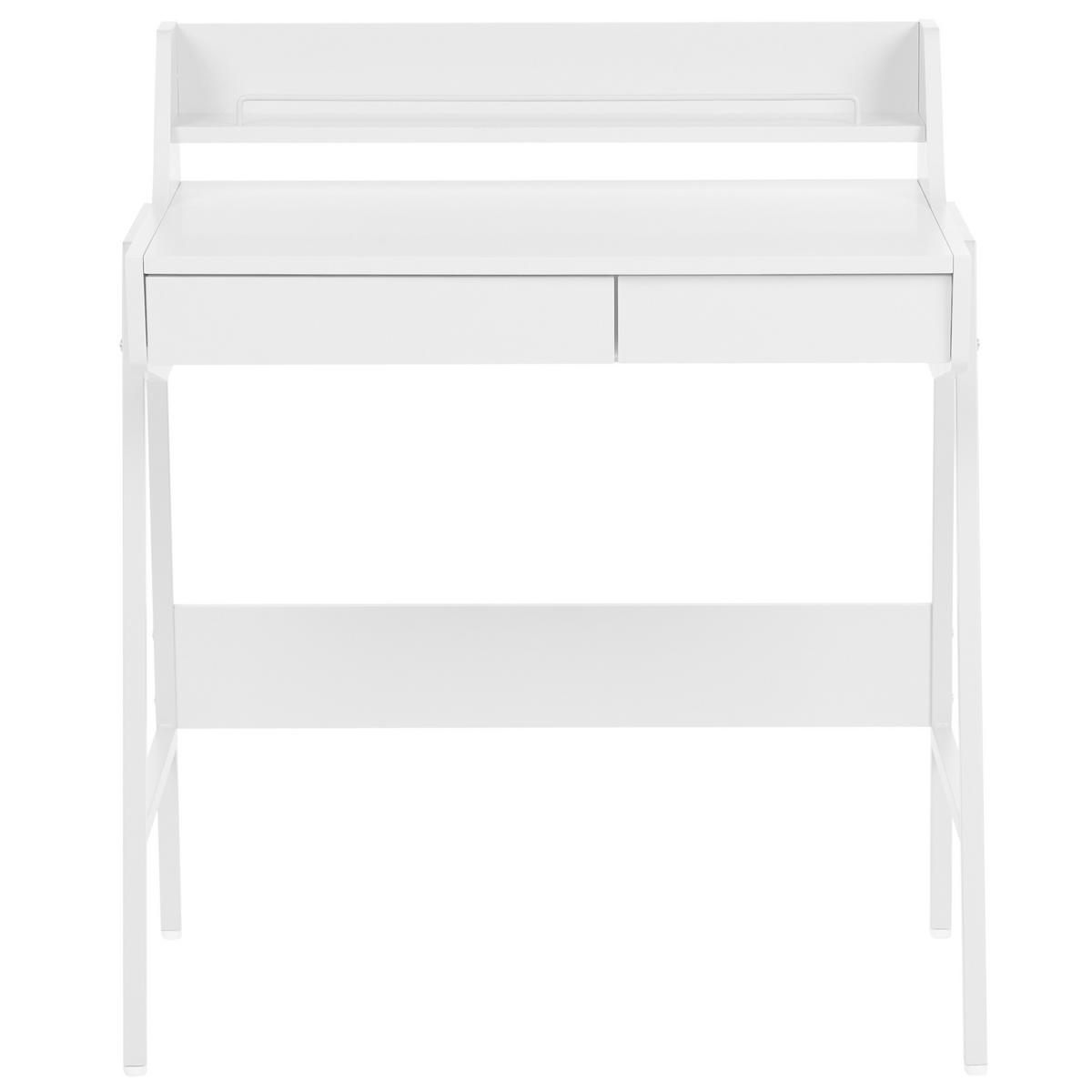 SCHREIBTISCH mit Regalaufsatz Weiß 77/46 cm Broxton - Weiß, Holzwerkstoff (46/77/89cm) - Beliani