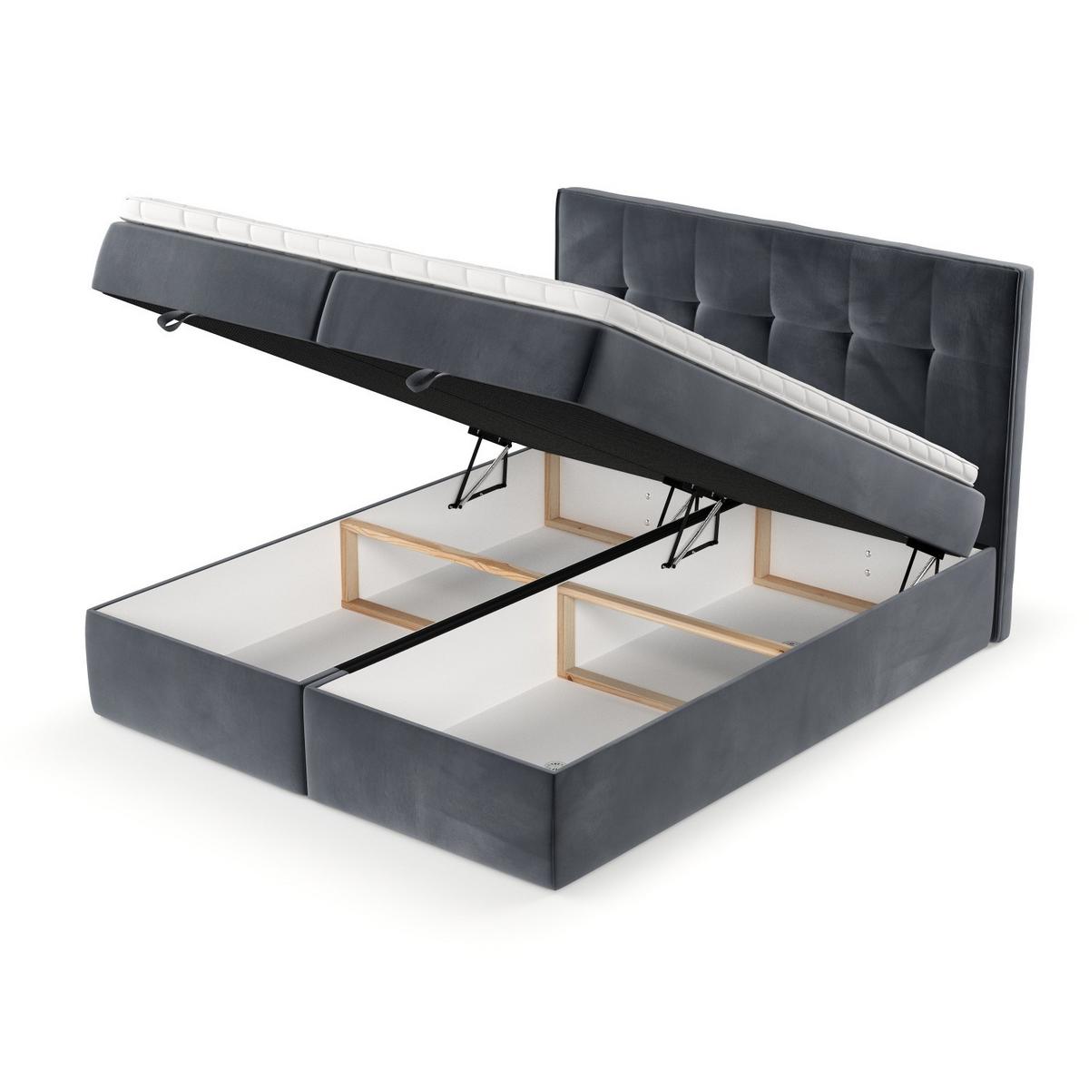 BOXBETT Tivra 160/200 cm Dunkelgrau im Kronos Stoff - Dunkelgrau/Schwarz, Holz/Holzwerkstoff (160/200cm) - AltaBeds