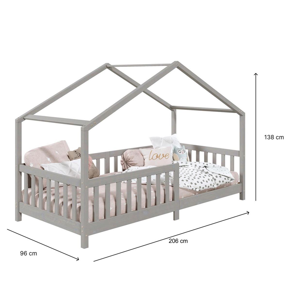 HAUSBETT LISAN 90x200 cm grau - Grau, Holz (96/138/206cm) - IDIMEX