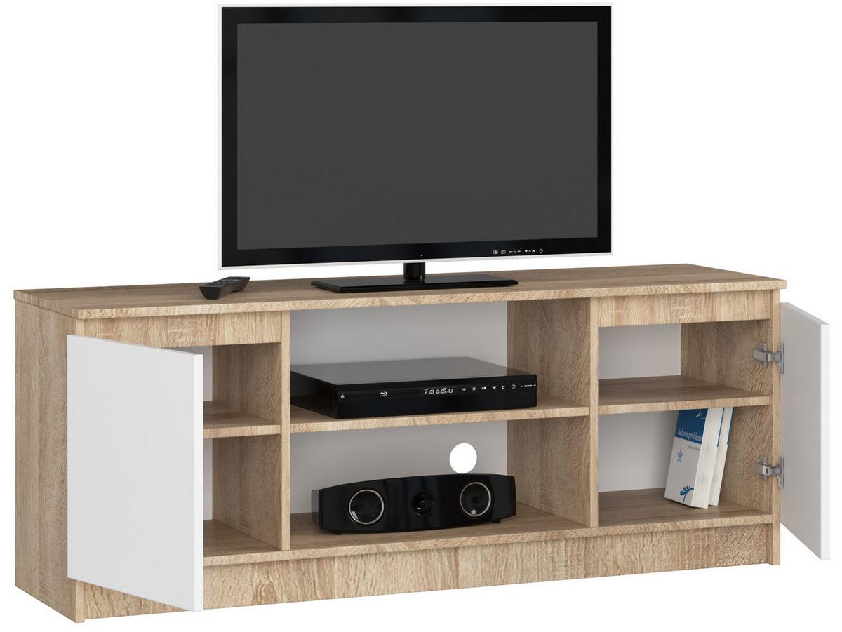 LOWBOARD Eiche Sonoma, Weiß 55/140/40 - Weiß, Holzwerkstoff (140/55/40cm) - RAUMHIRSCH FURNITURE