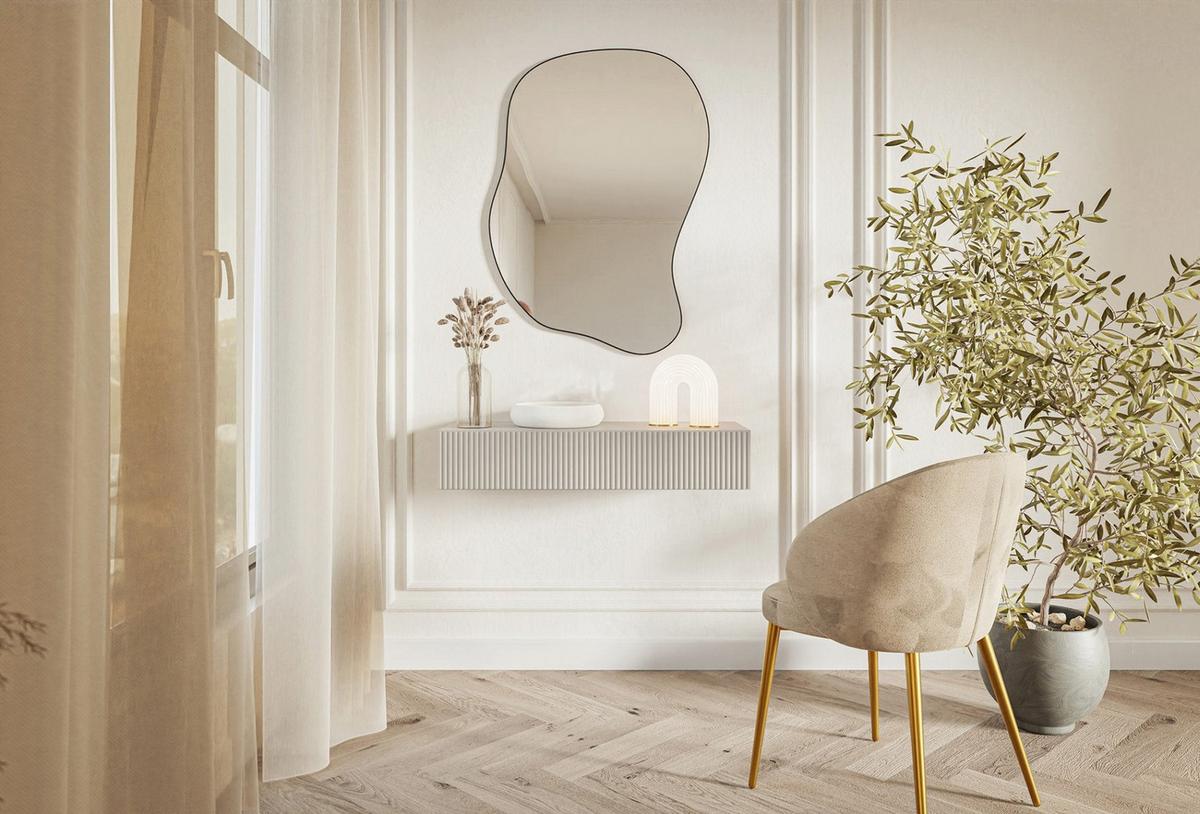 KONSOLENTISCH Veldio Graubeige 90 cm - Taupe, Holzwerkstoff (35.6/90/17cm) - Selsey