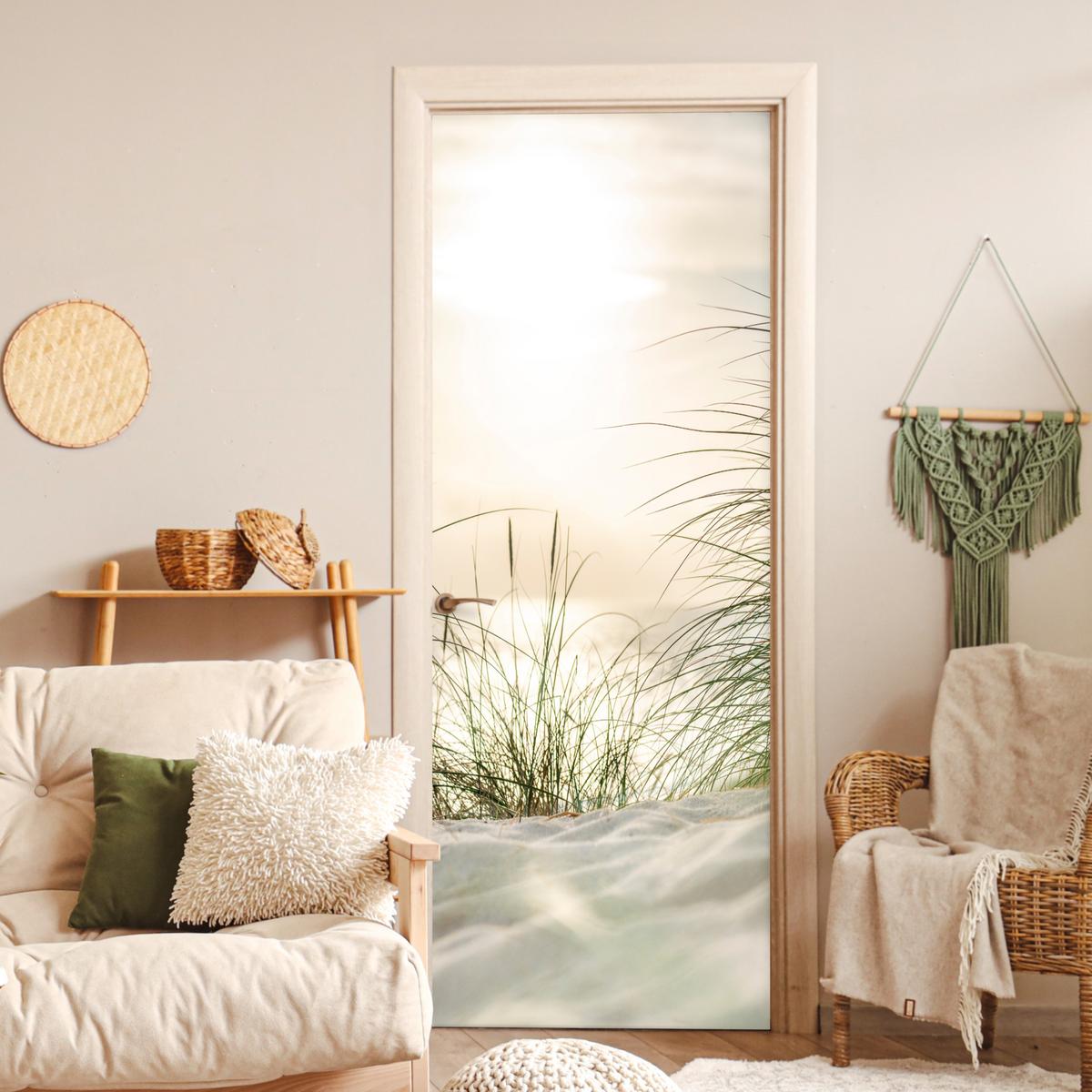 TÜRAUFKLEBER Dünen am Wattenmeer 90x235 cm - Türtapete - Sandfarben, Kunststoff (90/0.1cm) - MuchoWow