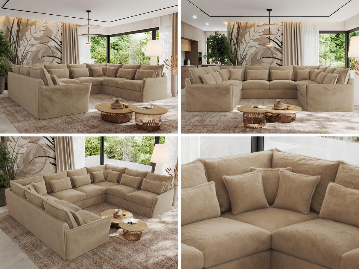 WOHNLANDSCHAFT VERSO U 8M Beige Plüsch - Sandfarben/Beige, Kunststoff/Textil (362/93/270cm) - MKS