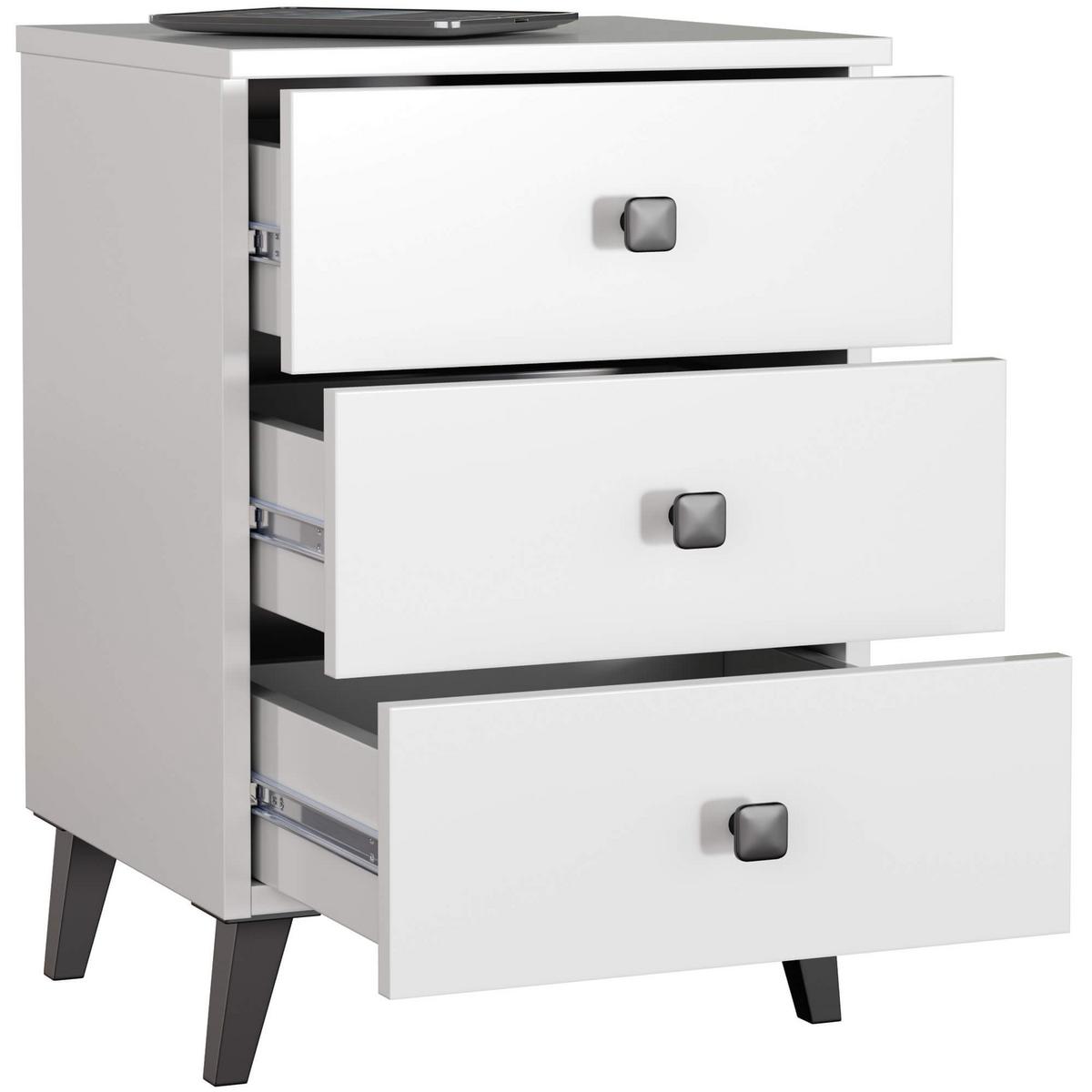 NACHTTISCH Weiß, Schwarz 58/40/37 - Schwarz/Weiß, Holzwerkstoff (40/58/37cm) - RAUMHIRSCH FURNITURE