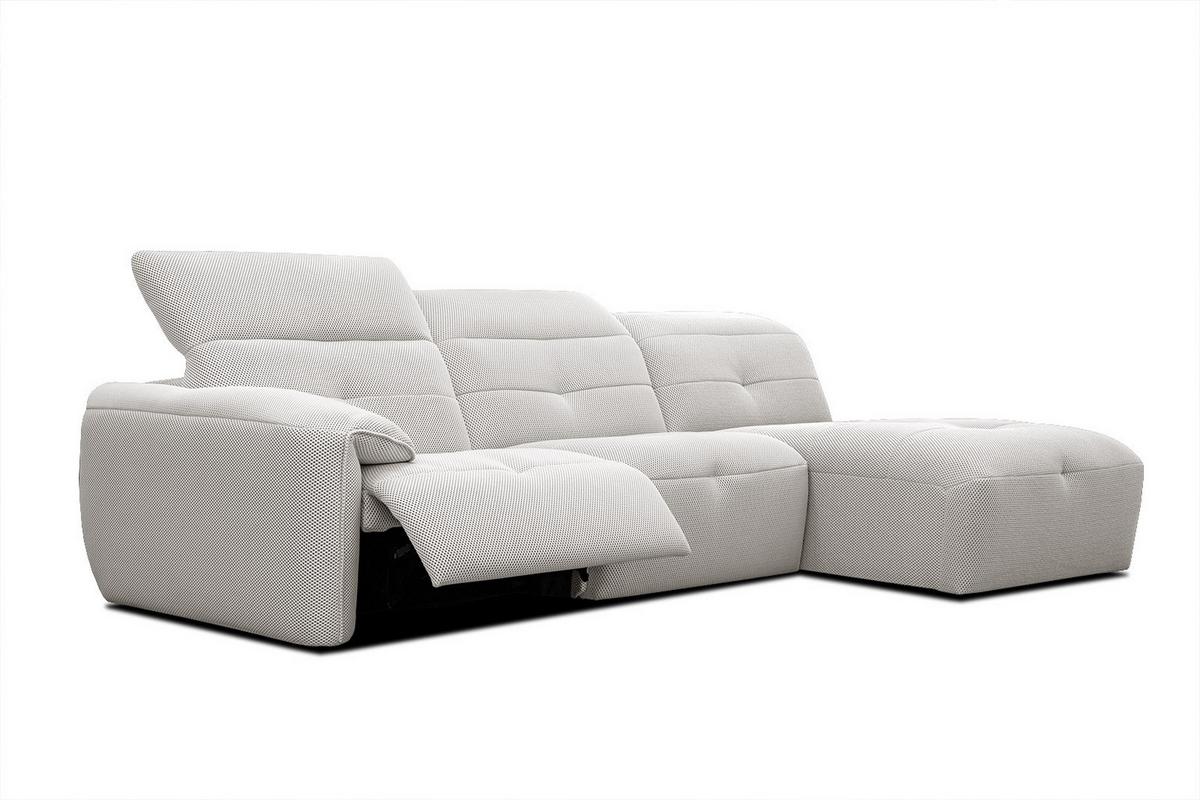 ECKSOFA TRENTO 4-Sitzer mit 1 Relaxfunktion, ecru - Ecru/Schwarz, Holzwerkstoff/Kunststoff (262/165cm) - Wozimo